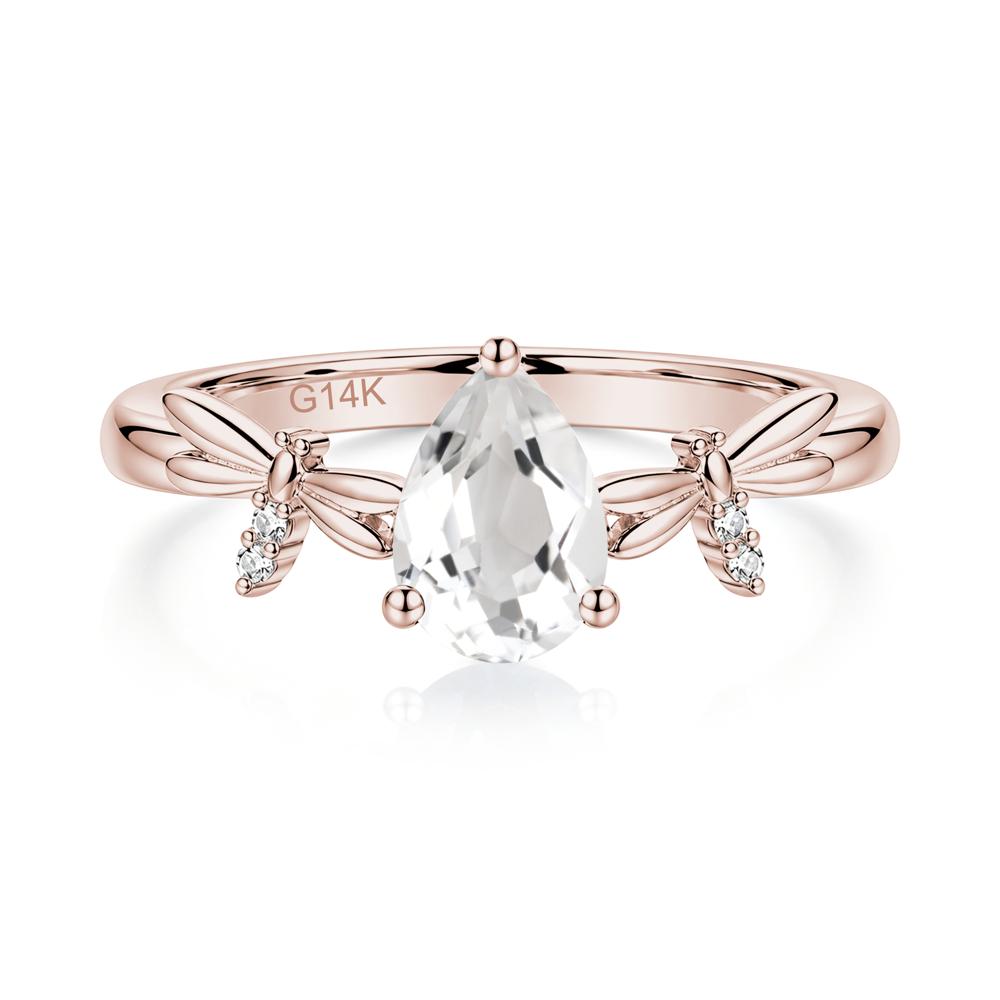 Pear Cut London Blue Topaz Dragonfly Ring - LUO Jewelry #gemstone_White Topaz