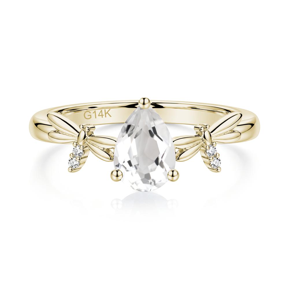 Pear Cut London Blue Topaz Dragonfly Ring - LUO Jewelry #gemstone_White Topaz