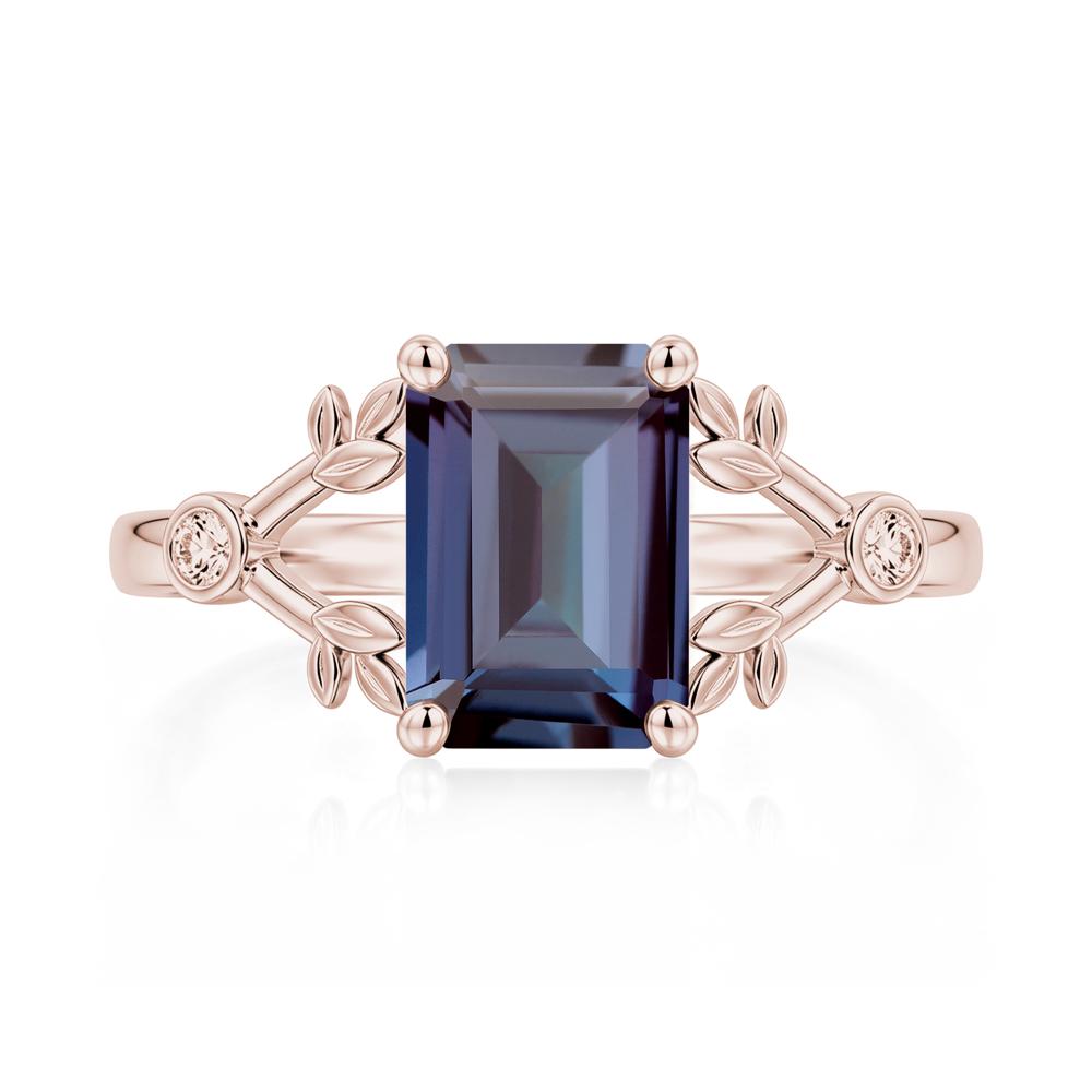 Emerald Cut Amethyst Leaf Split Ring - LUO Jewelry #gemstone_Alexandrite