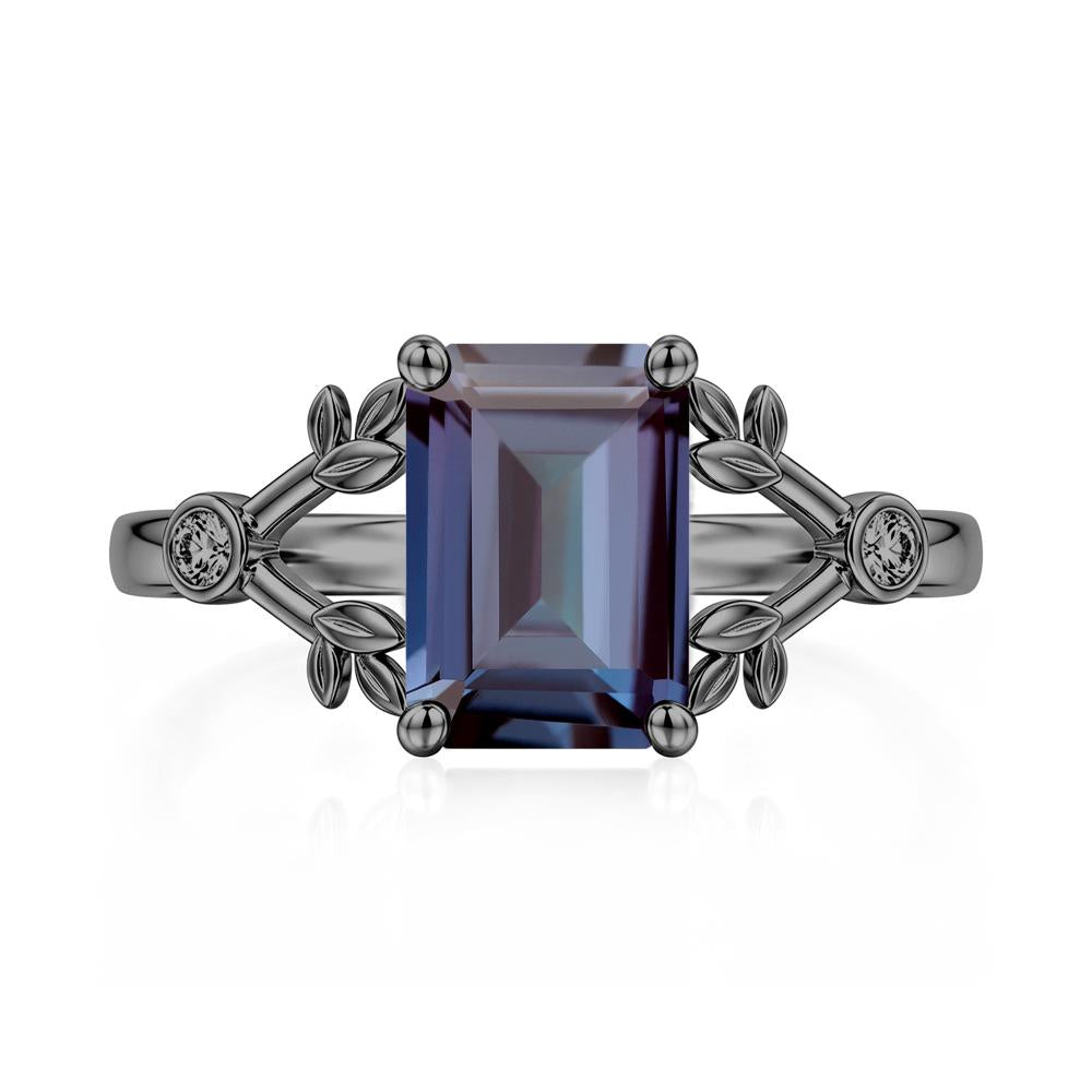 Emerald Cut Amethyst Leaf Split Ring - LUO Jewelry #gemstone_Alexandrite
