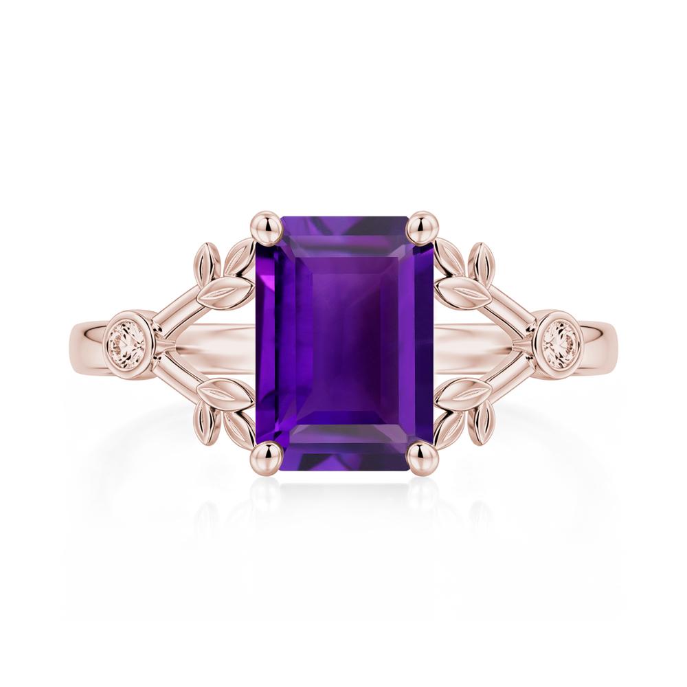Emerald Cut Amethyst Leaf Split Ring - LUO Jewelry #gemstone_Amethyst