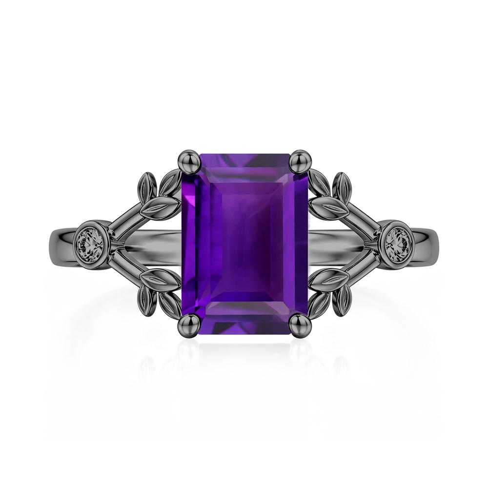 Emerald Cut Amethyst Leaf Split Ring - LUO Jewelry #gemstone_Amethyst