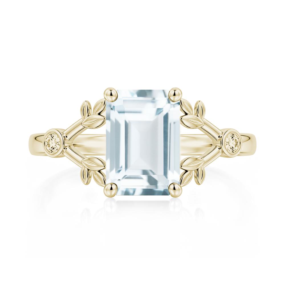 Emerald Cut Amethyst Leaf Split Ring - LUO Jewelry #gemstone_Aquamarine