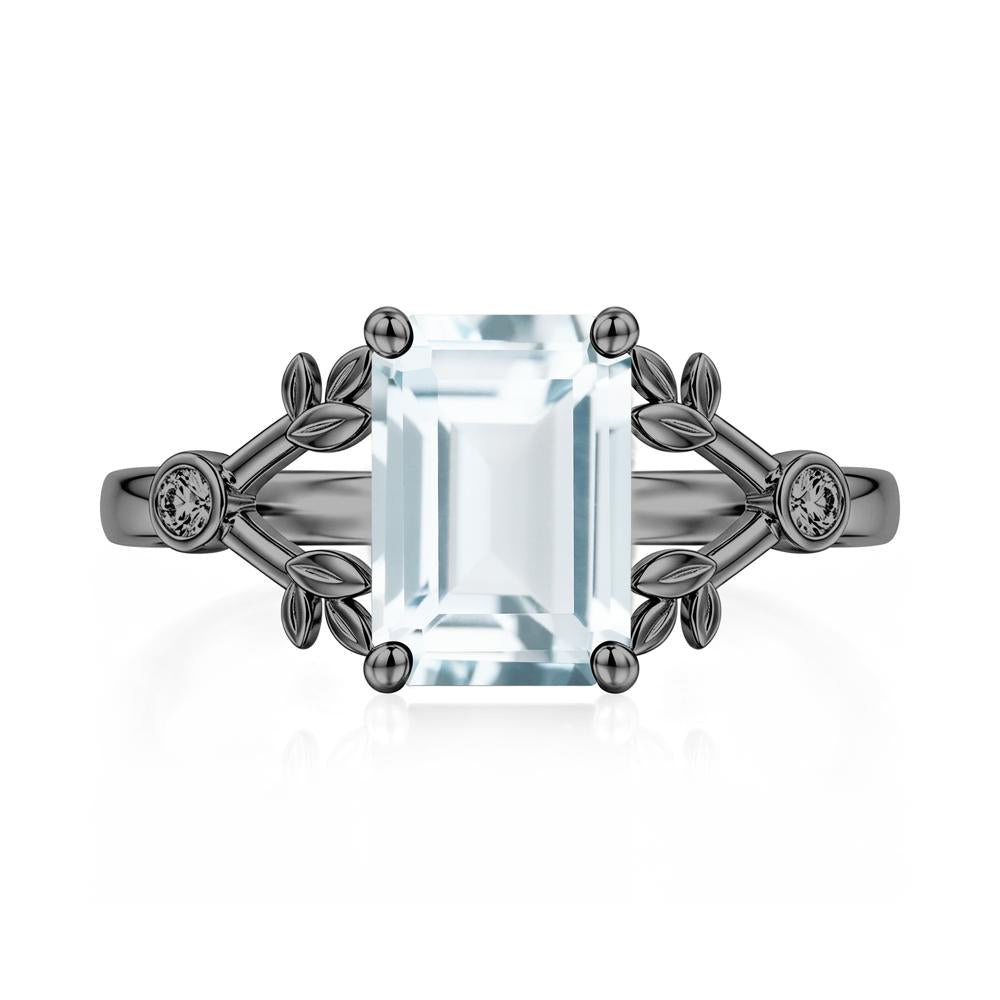 Emerald Cut Amethyst Leaf Split Ring - LUO Jewelry #gemstone_Aquamarine