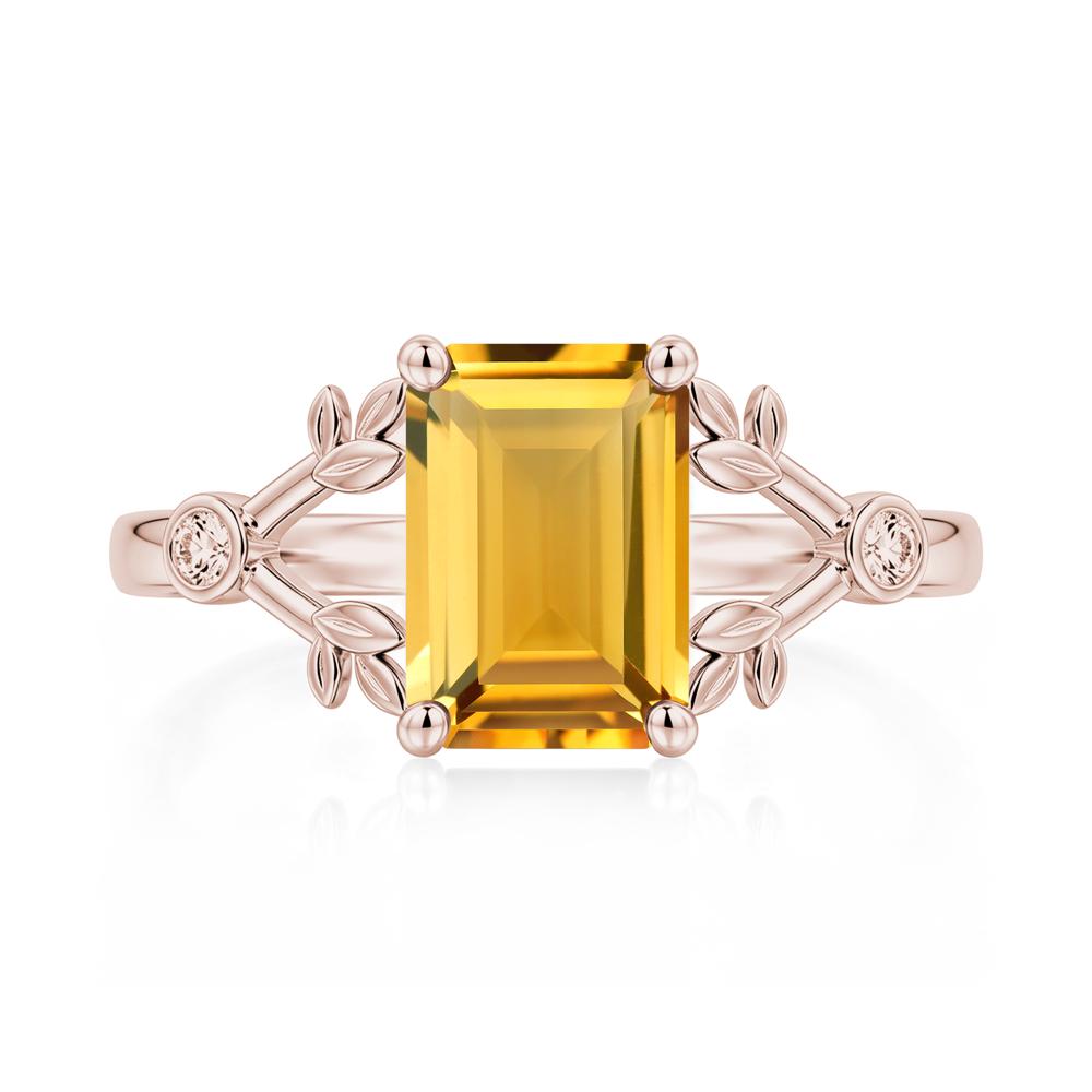 Emerald Cut Amethyst Leaf Split Ring - LUO Jewelry #gemstone_Citrine