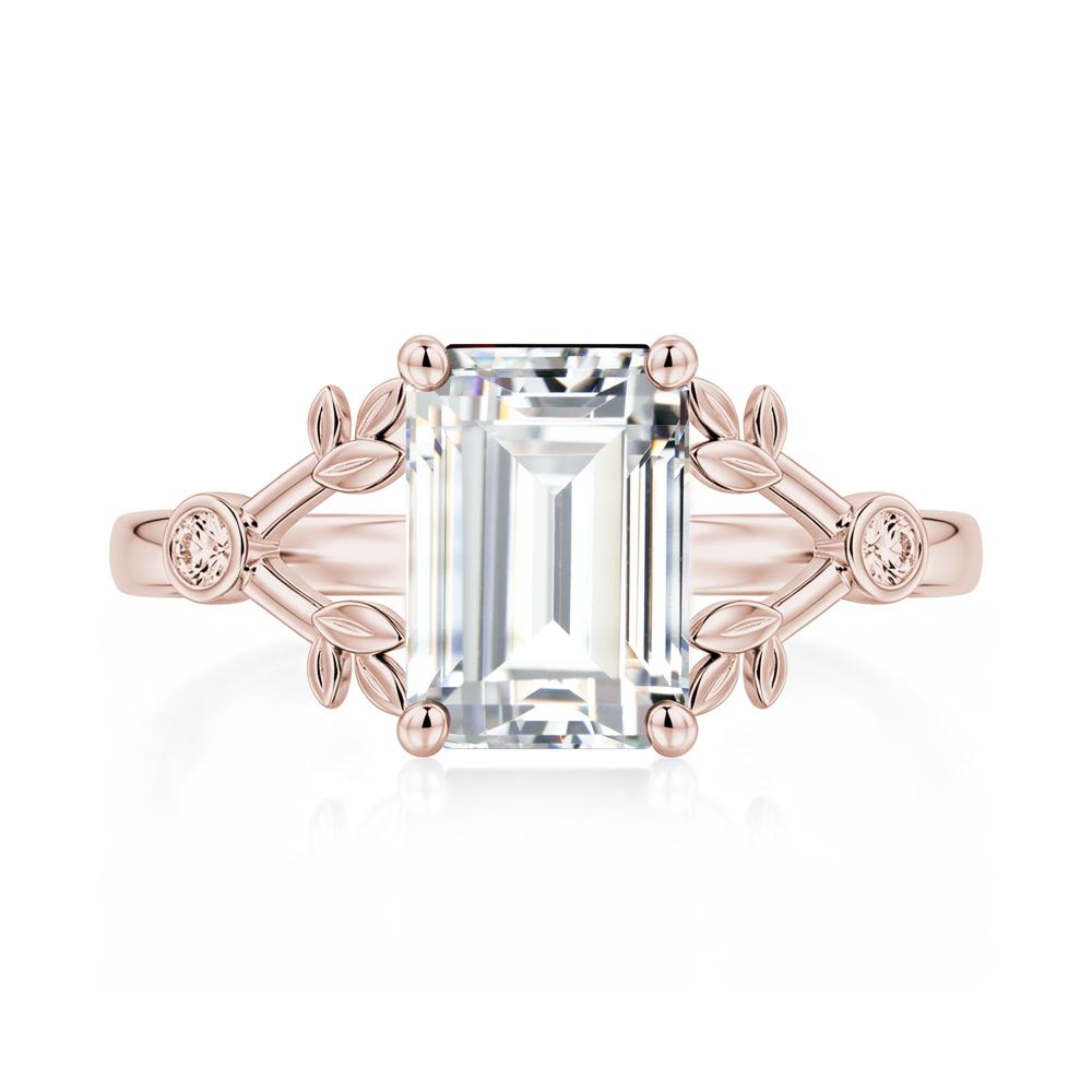 Emerald Cut Amethyst Leaf Split Ring - LUO Jewelry #gemstone_Cubic Zirconia