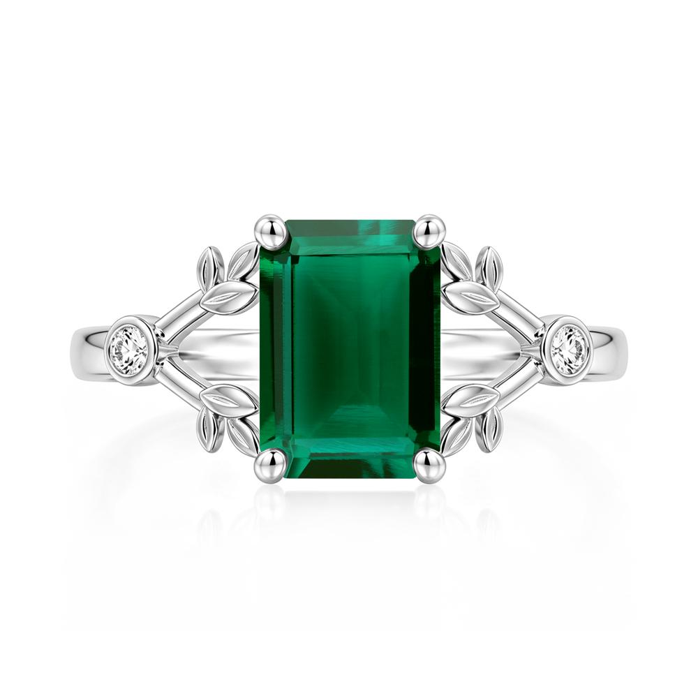 Emerald Cut Amethyst Leaf Split Ring - LUO Jewelry #gemstone_Emerald