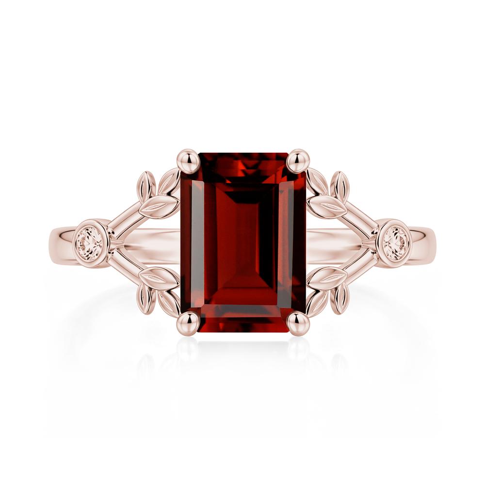 Emerald Cut Amethyst Leaf Split Ring - LUO Jewelry #gemstone_Garnet