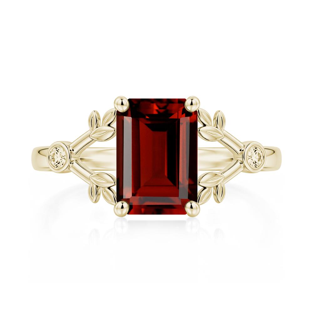Emerald Cut Amethyst Leaf Split Ring - LUO Jewelry #gemstone_Garnet