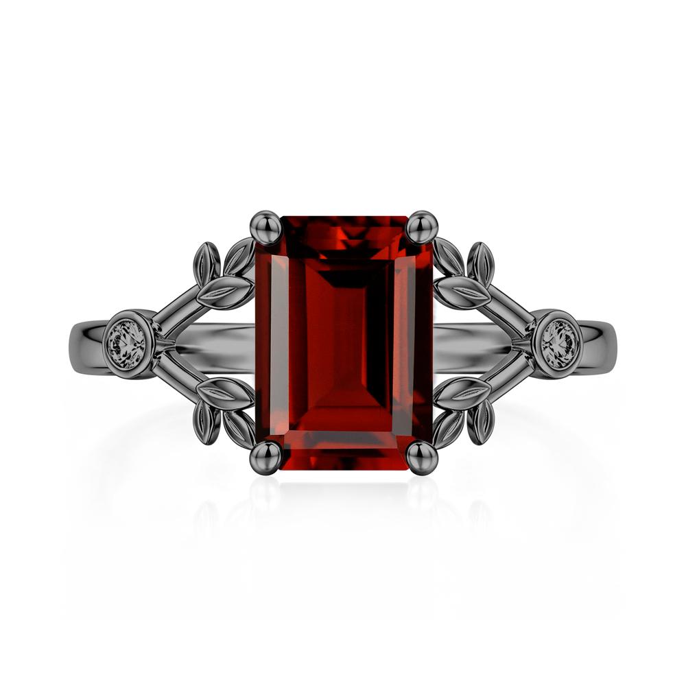 Emerald Cut Amethyst Leaf Split Ring - LUO Jewelry #gemstone_Garnet