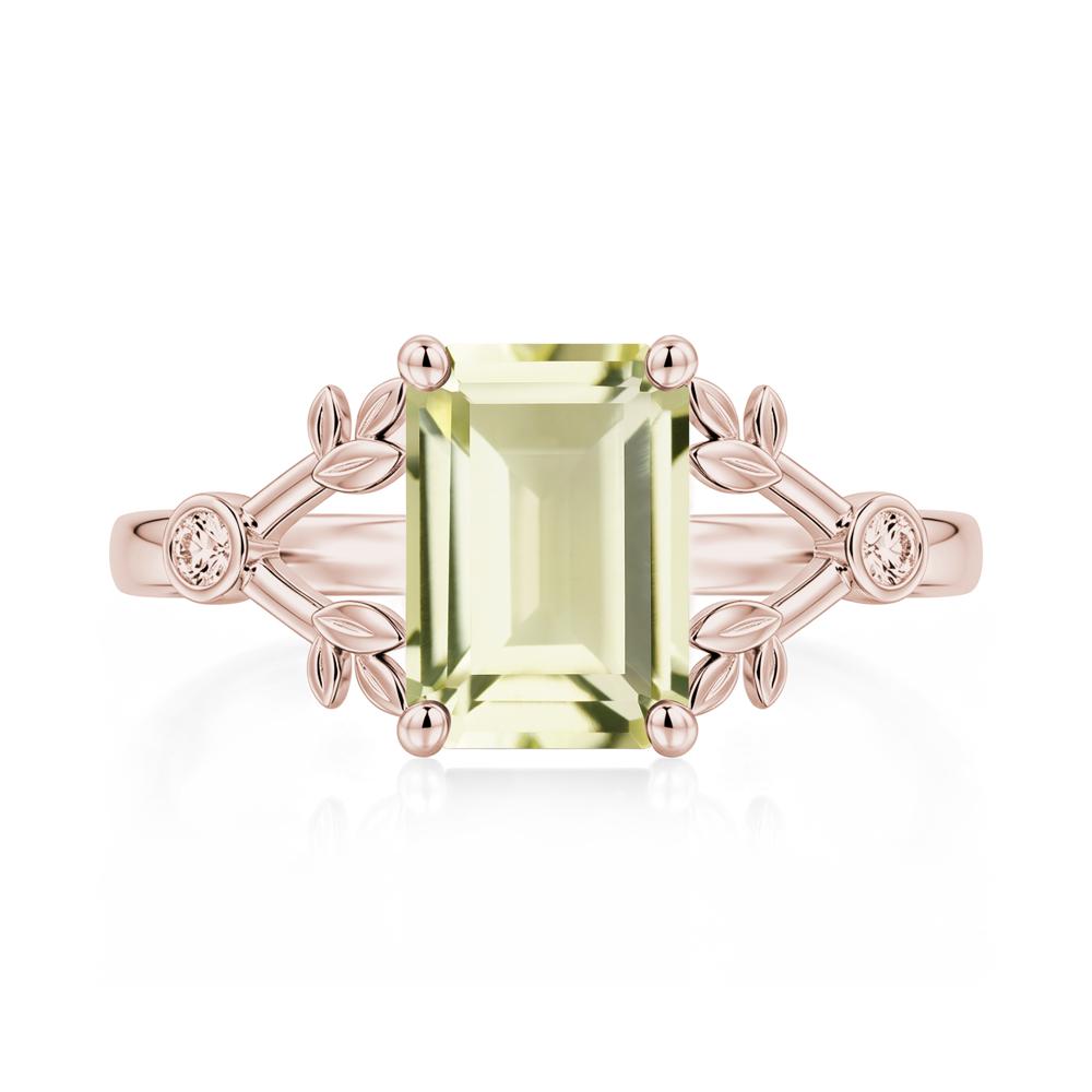 Emerald Cut Amethyst Leaf Split Ring - LUO Jewelry #gemstone_Lemon Quartz