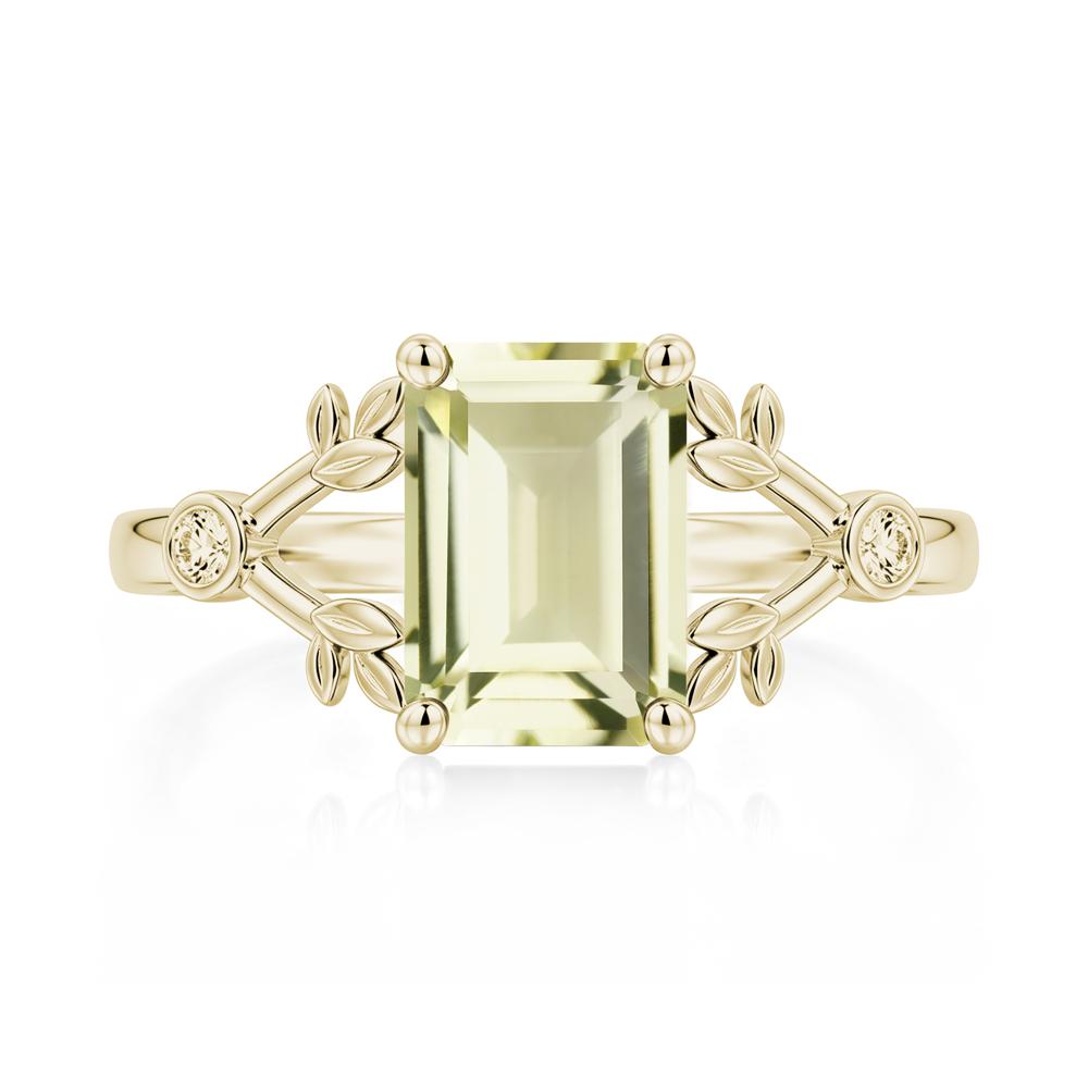 Emerald Cut Amethyst Leaf Split Ring - LUO Jewelry #gemstone_Lemon Quartz