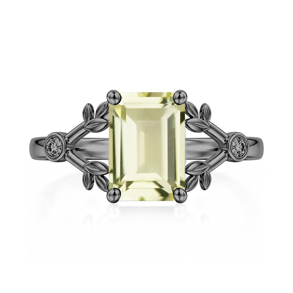 Emerald Cut Amethyst Leaf Split Ring - LUO Jewelry #gemstone_Lemon Quartz