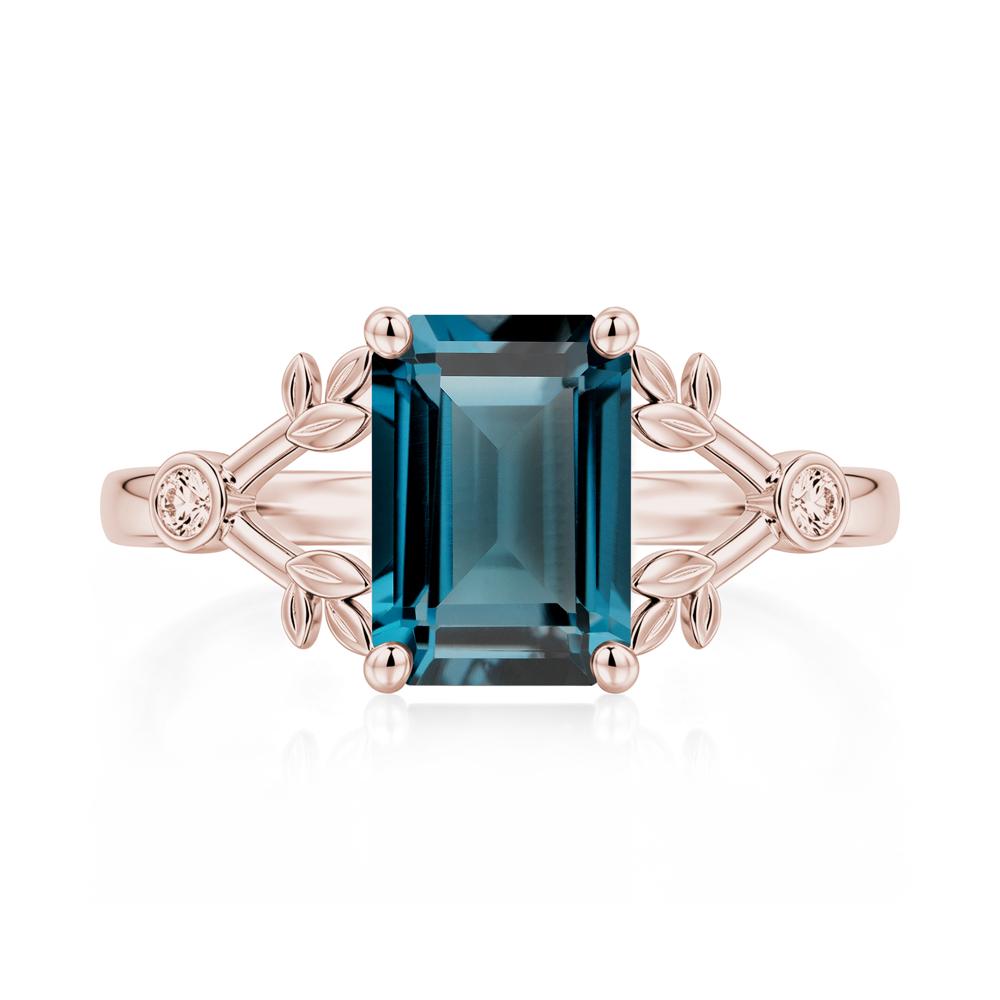Emerald Cut Amethyst Leaf Split Ring - LUO Jewelry #gemstone_London Blue Topaz