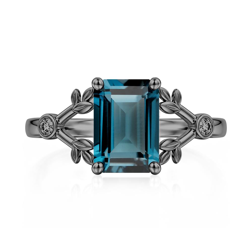 Emerald Cut Amethyst Leaf Split Ring - LUO Jewelry #gemstone_London Blue Topaz
