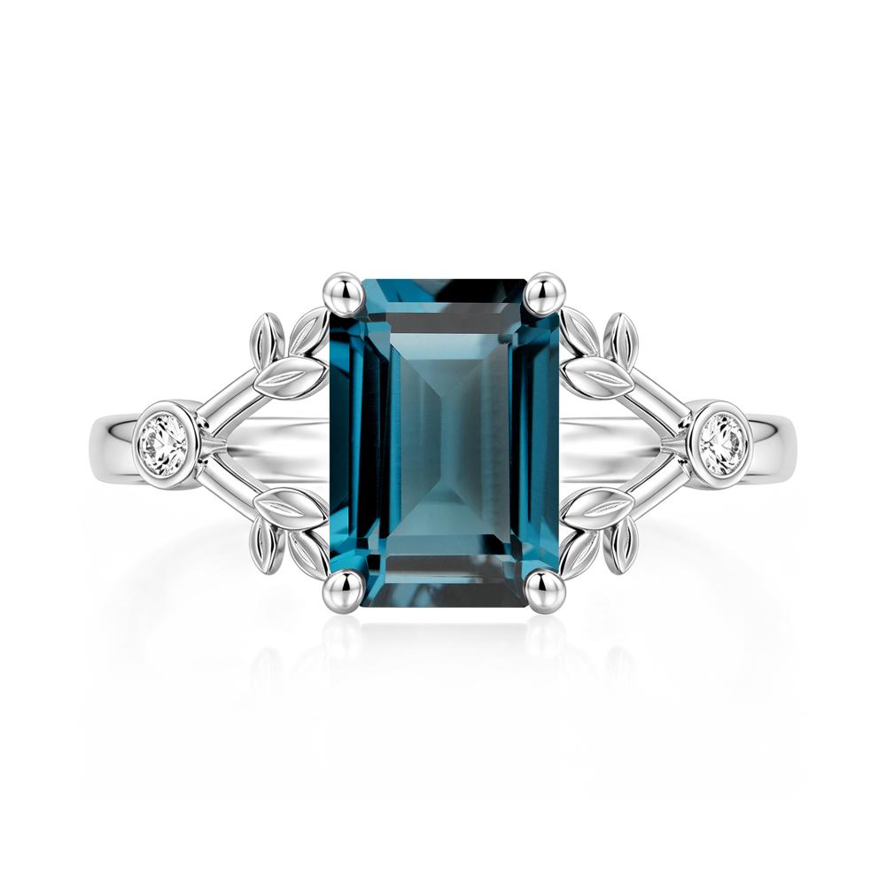 Emerald Cut Amethyst Leaf Split Ring - LUO Jewelry #gemstone_London Blue Topaz