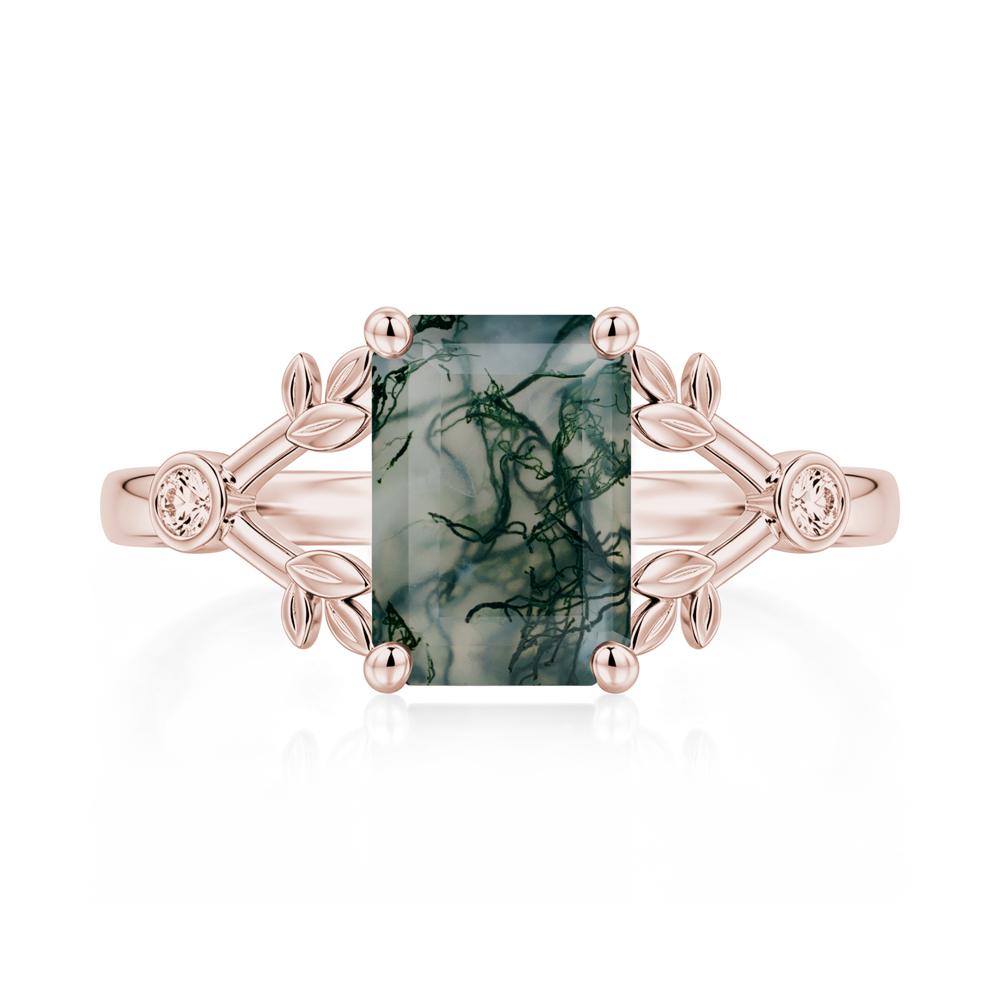 Emerald Cut Amethyst Leaf Split Ring - LUO Jewelry #gemstone_Moss Agate