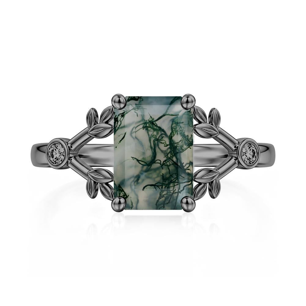 Emerald Cut Amethyst Leaf Split Ring - LUO Jewelry #gemstone_Moss Agate