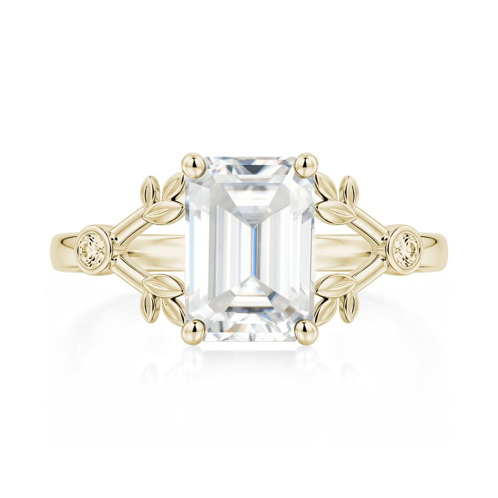 Emerald Cut Amethyst Leaf Split Ring - LUO Jewelry #gemstone_Moissanite