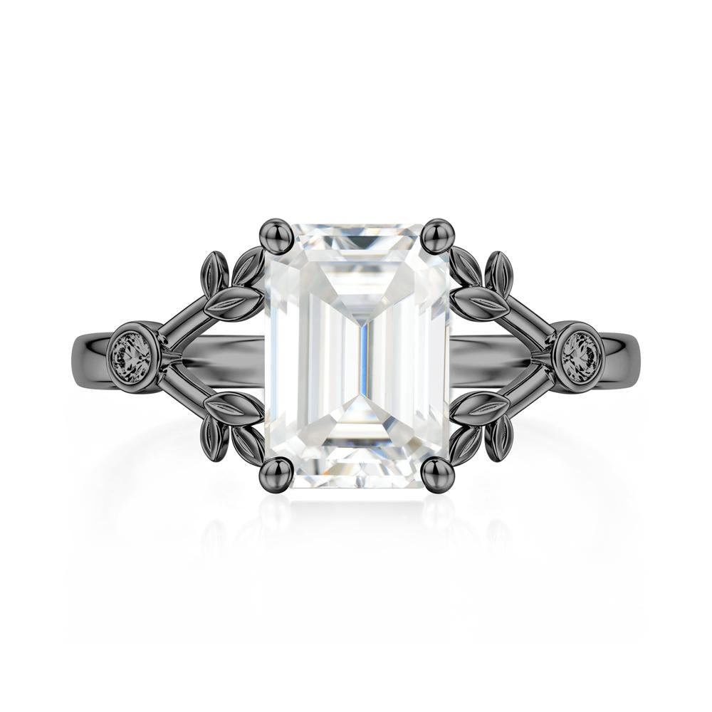 Emerald Cut Amethyst Leaf Split Ring - LUO Jewelry #gemstone_Moissanite