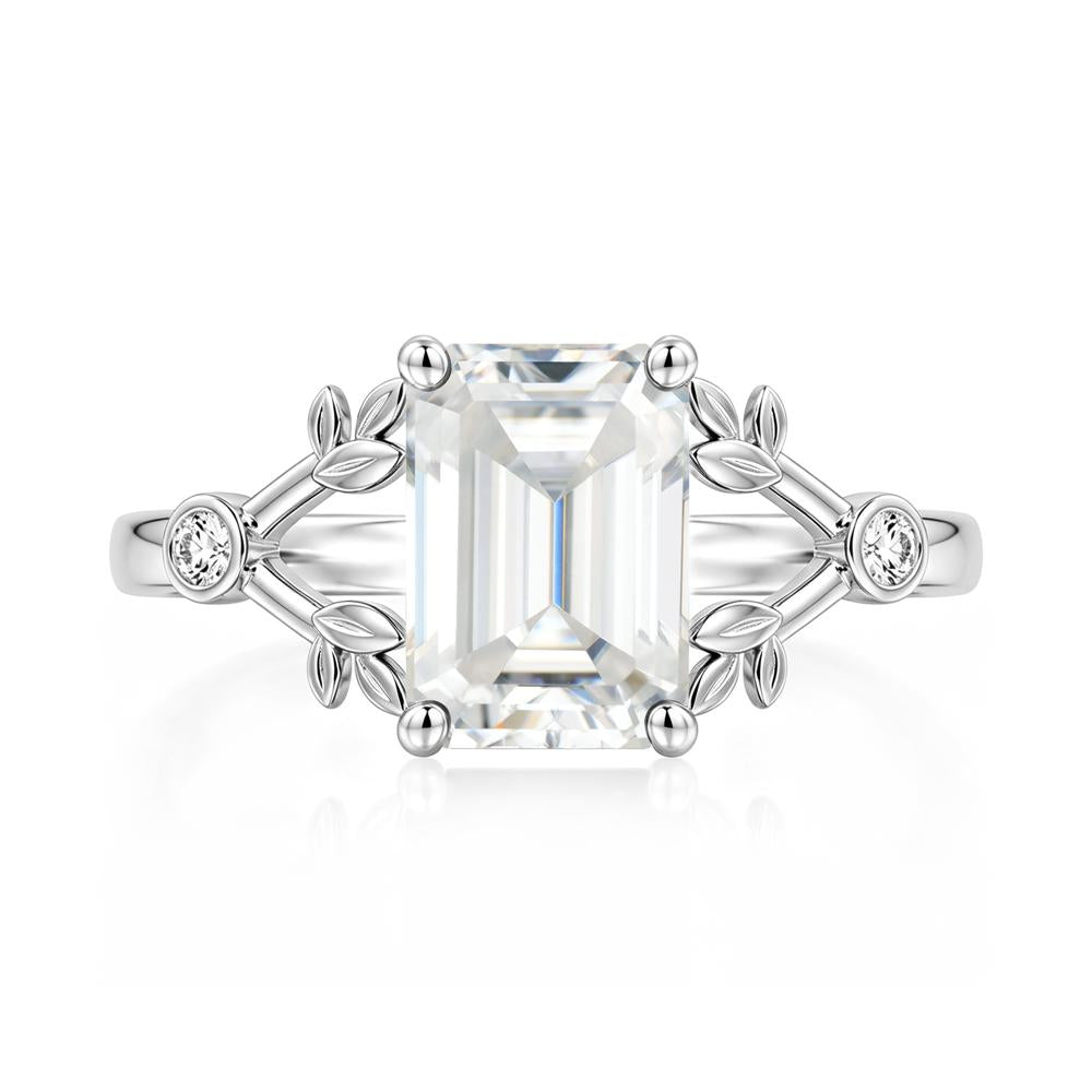 Emerald Cut Amethyst Leaf Split Ring - LUO Jewelry #gemstone_Moissanite