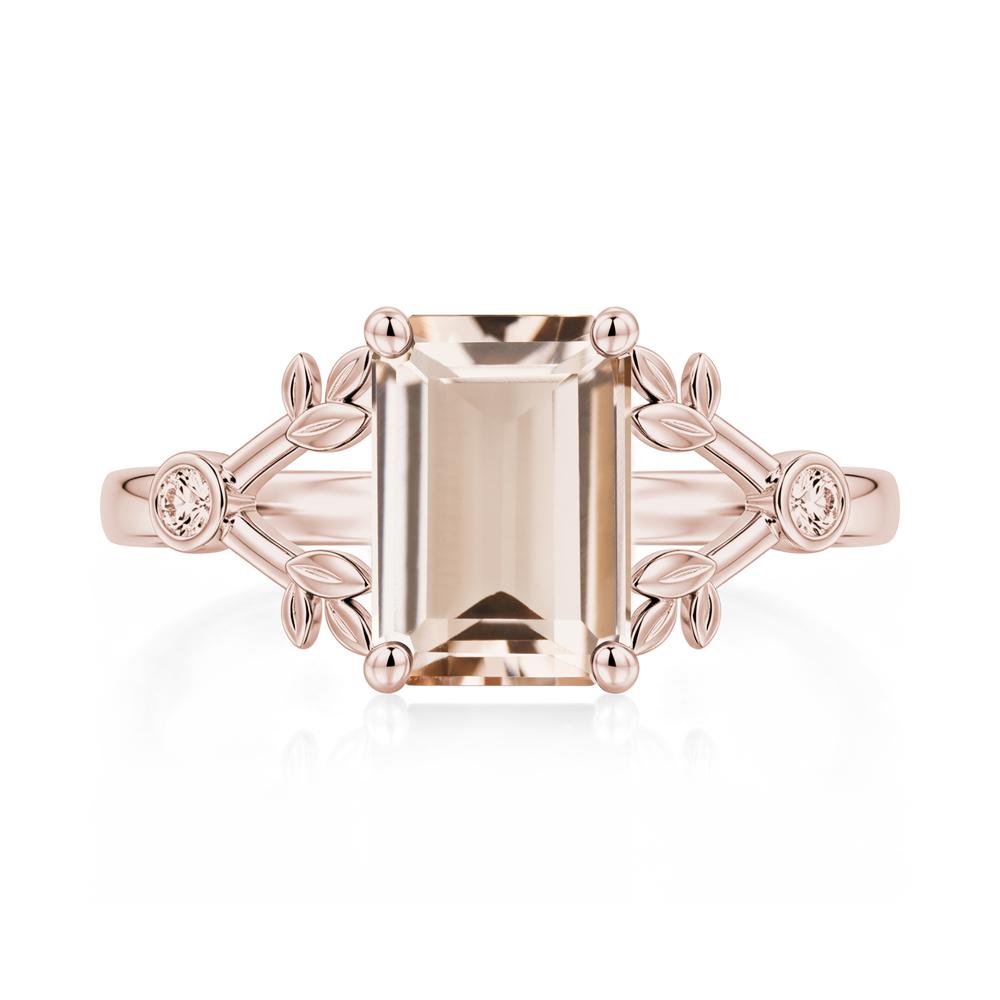Emerald Cut Amethyst Leaf Split Ring - LUO Jewelry #gemstone_Morganite