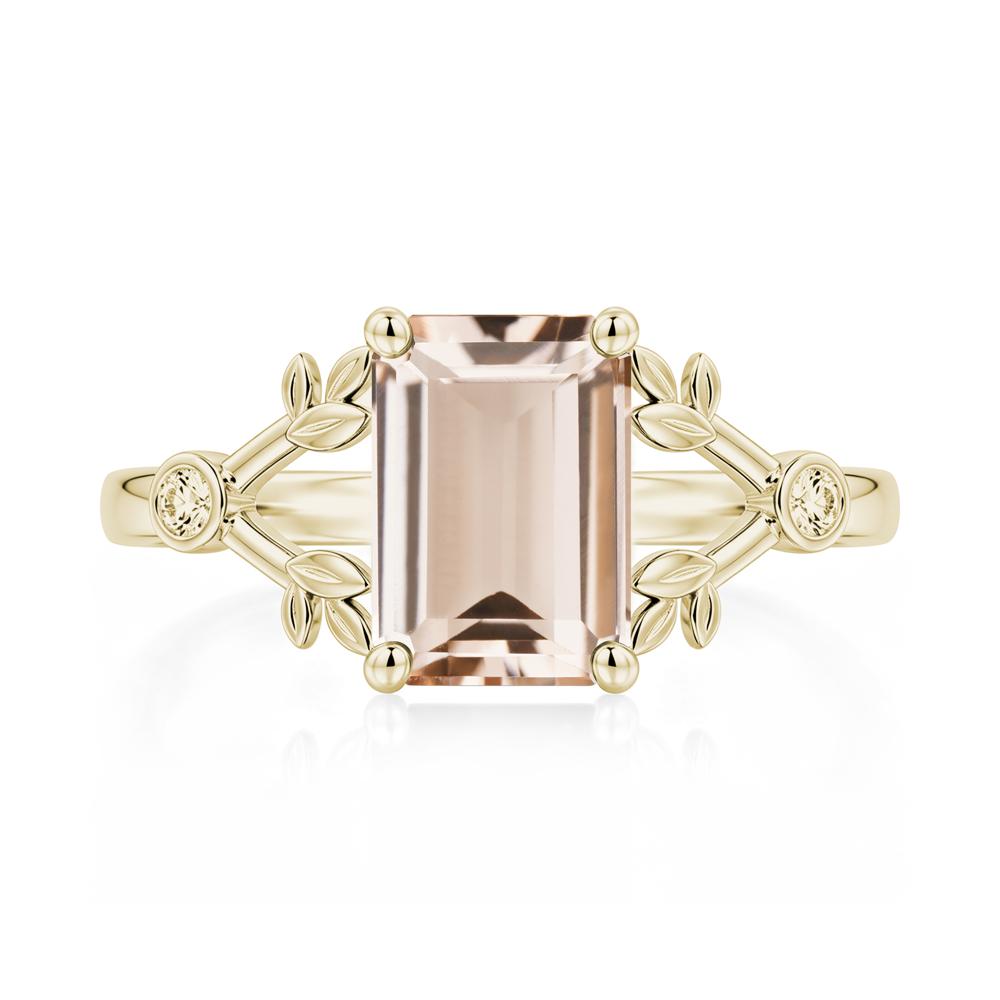Emerald Cut Amethyst Leaf Split Ring - LUO Jewelry #gemstone_Morganite