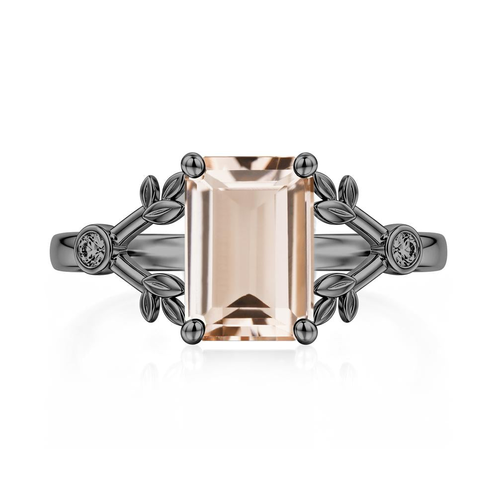 Emerald Cut Amethyst Leaf Split Ring - LUO Jewelry #gemstone_Morganite