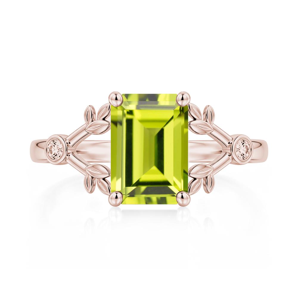 Emerald Cut Amethyst Leaf Split Ring - LUO Jewelry #gemstone_Peridot