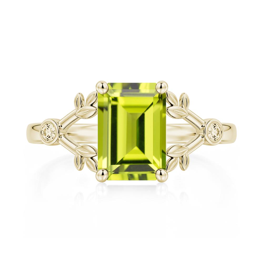 Emerald Cut Amethyst Leaf Split Ring - LUO Jewelry #gemstone_Peridot