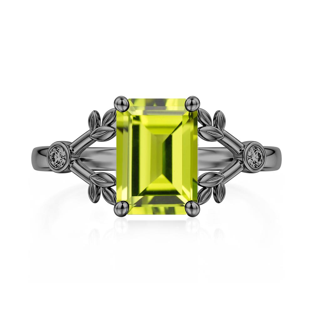 Emerald Cut Amethyst Leaf Split Ring - LUO Jewelry #gemstone_Peridot
