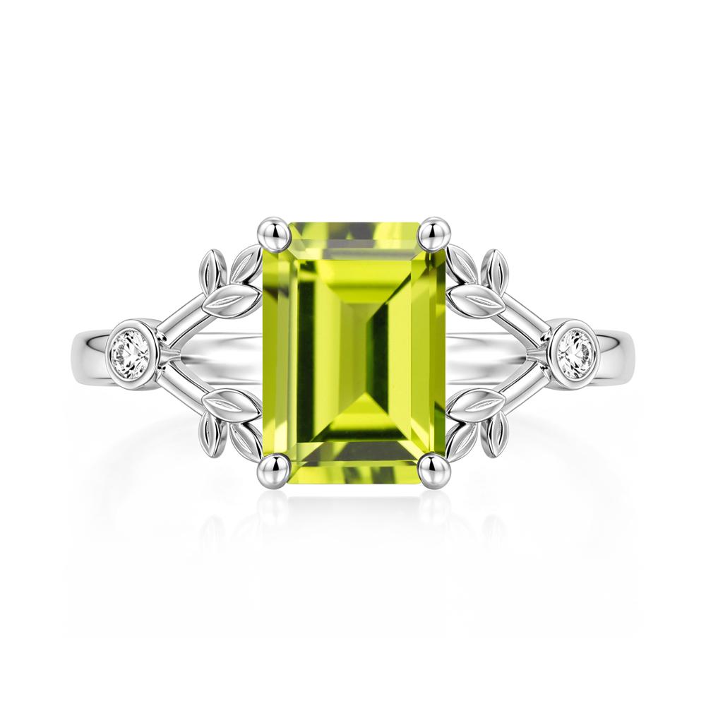 Emerald Cut Amethyst Leaf Split Ring - LUO Jewelry #gemstone_Peridot