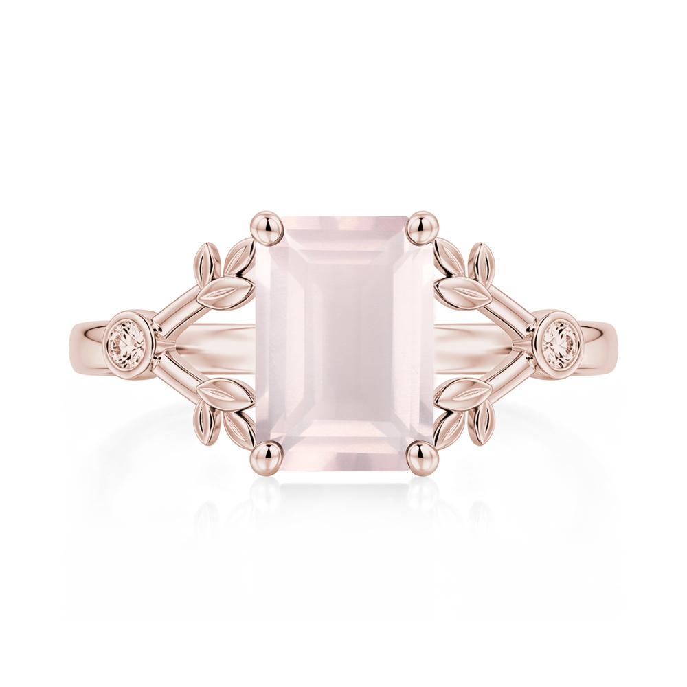 Emerald Cut Amethyst Leaf Split Ring - LUO Jewelry #gemstone_Rose Quartz