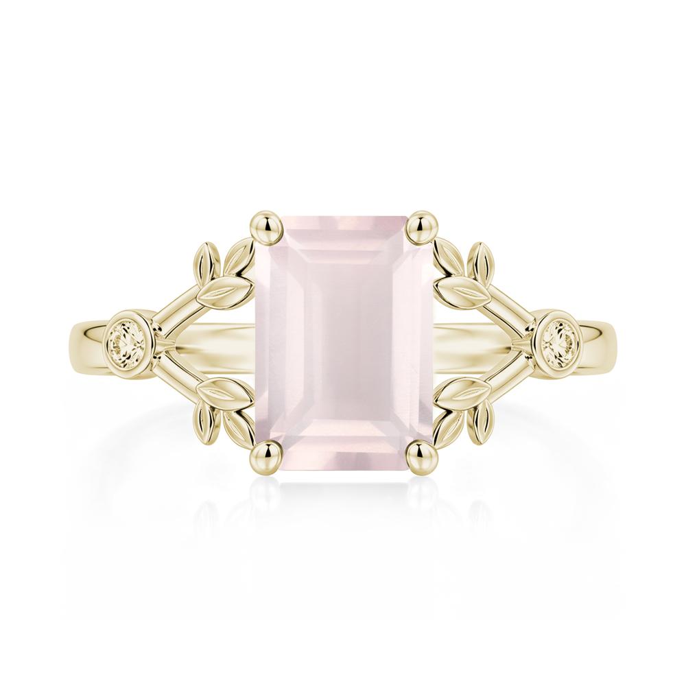 Emerald Cut Amethyst Leaf Split Ring - LUO Jewelry #gemstone_Rose Quartz