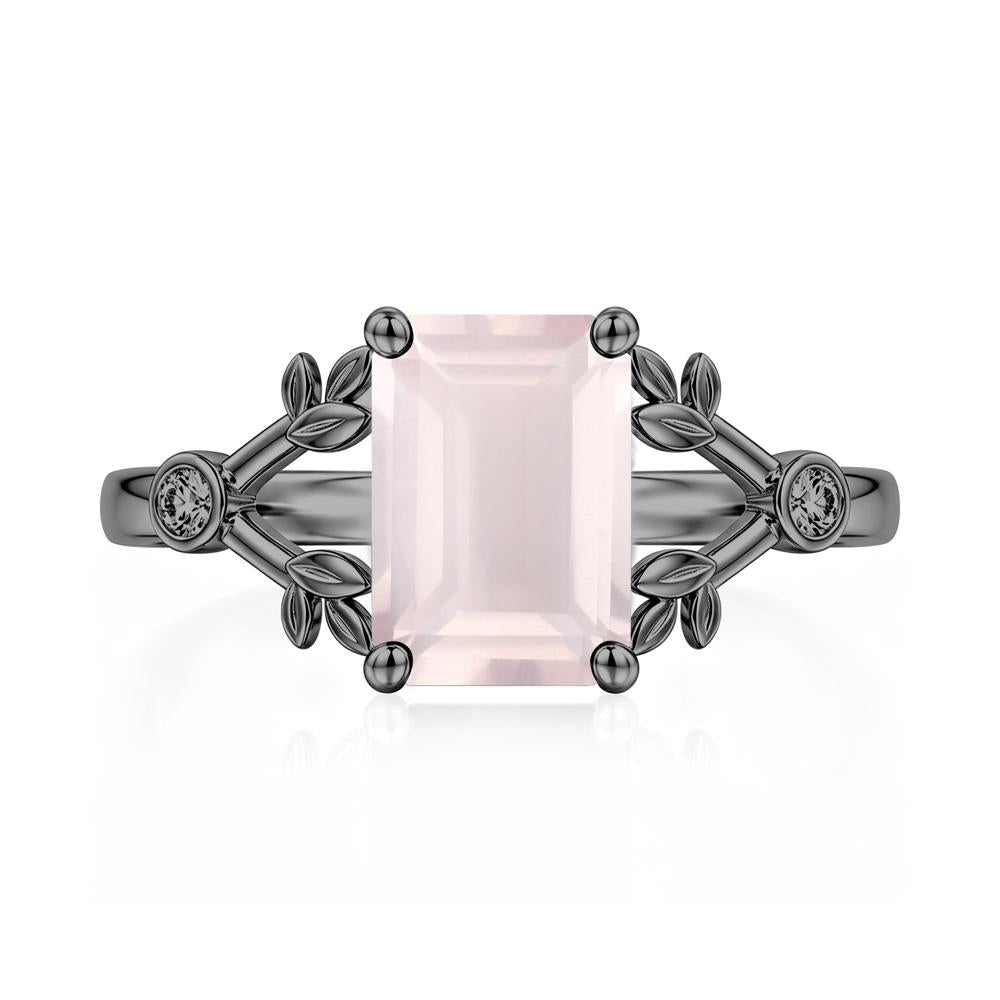 Emerald Cut Amethyst Leaf Split Ring - LUO Jewelry #gemstone_Rose Quartz