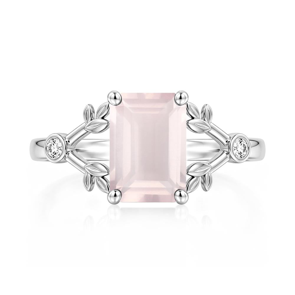 Emerald Cut Amethyst Leaf Split Ring - LUO Jewelry #gemstone_Rose Quartz