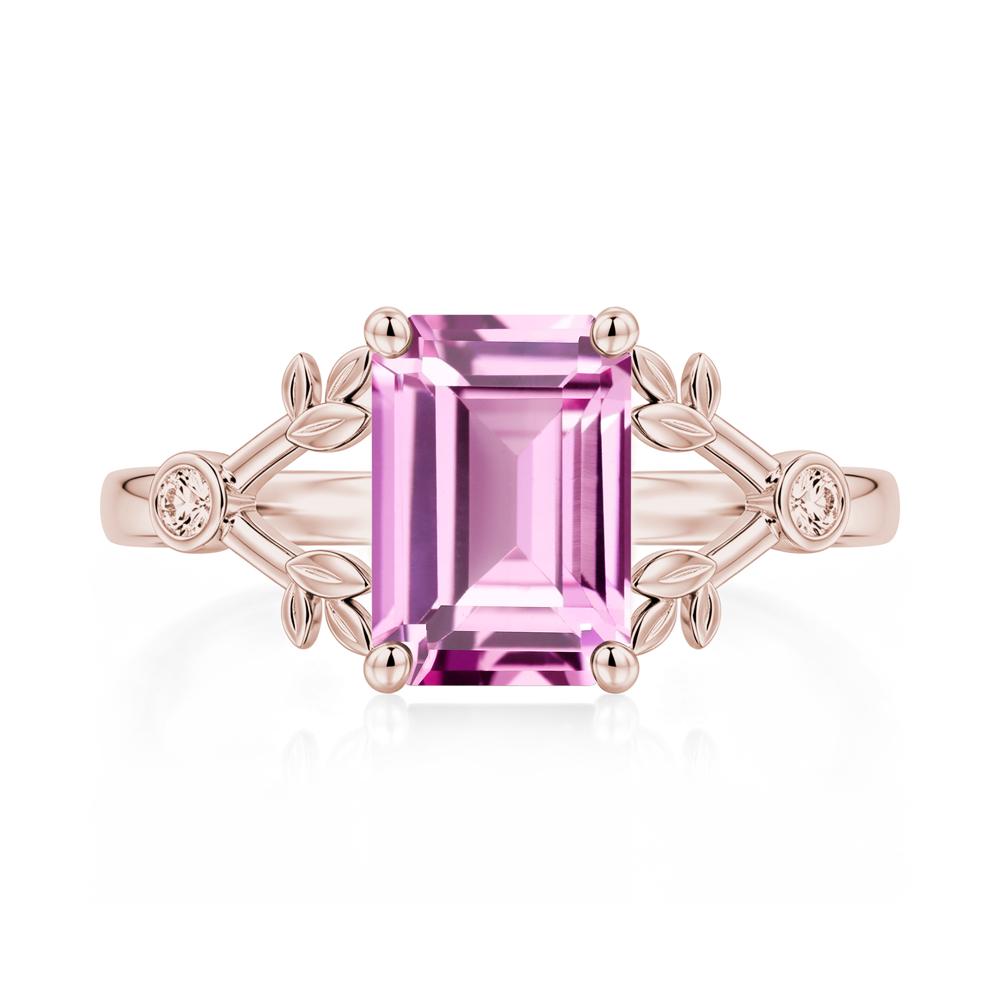 Emerald Cut Amethyst Leaf Split Ring - LUO Jewelry #gemstone_Pink Sapphire