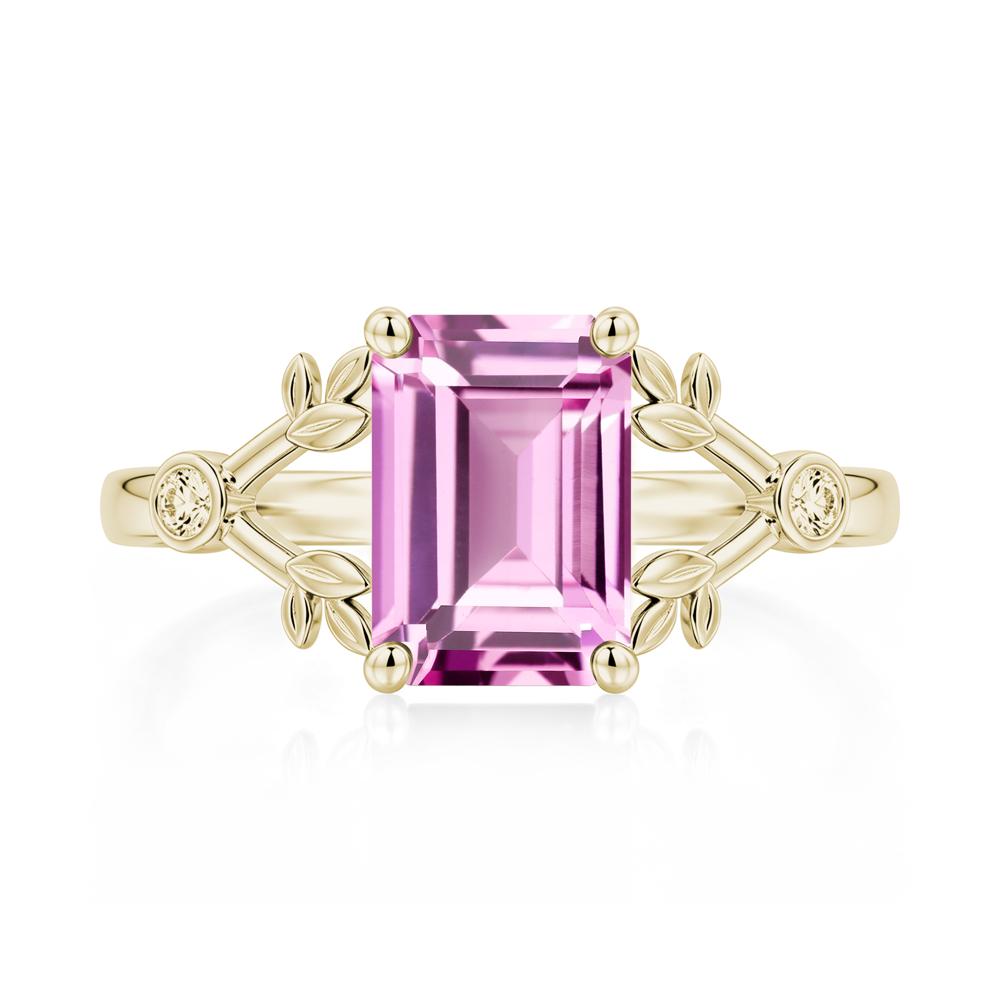 Emerald Cut Amethyst Leaf Split Ring - LUO Jewelry #gemstone_Pink Sapphire