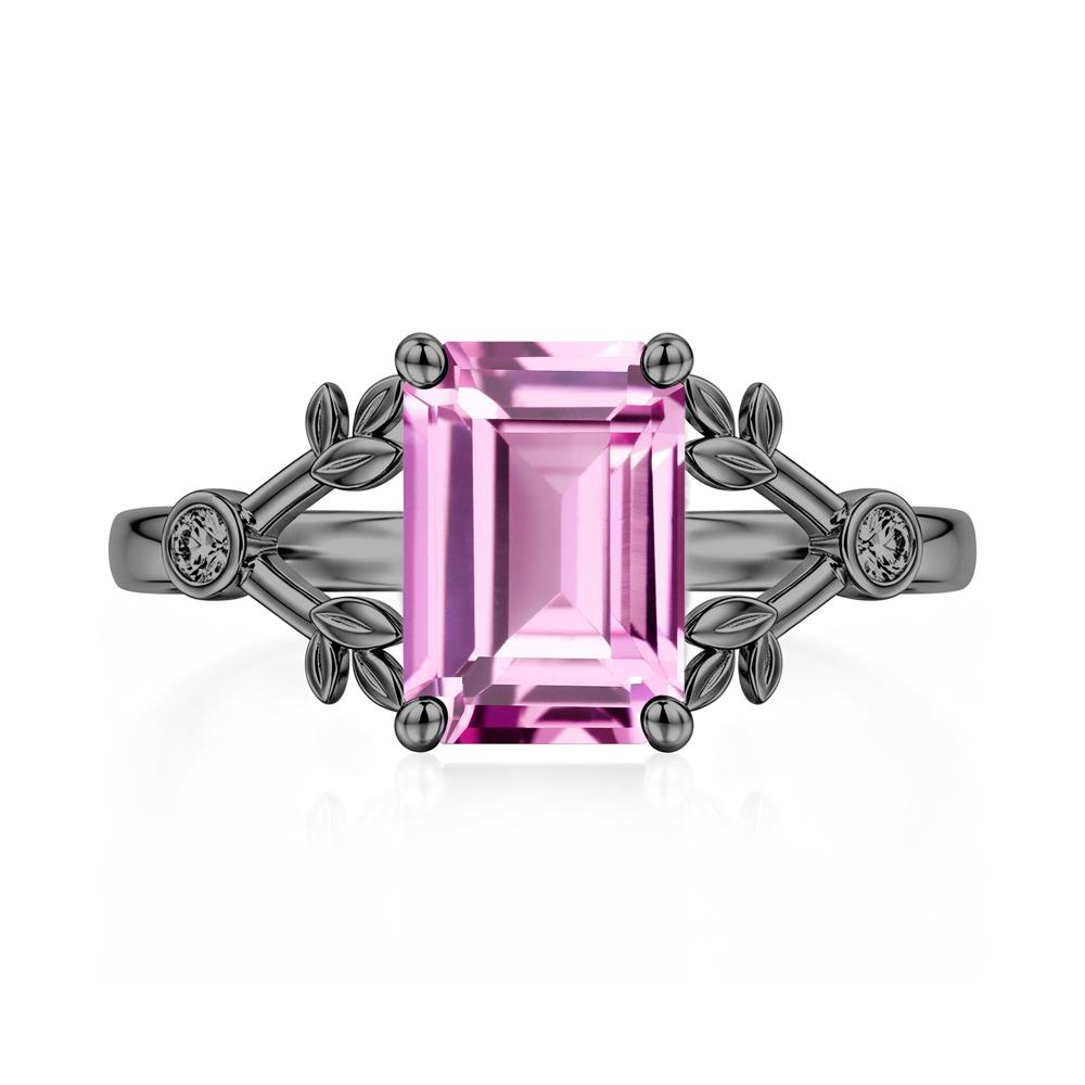 Emerald Cut Amethyst Leaf Split Ring - LUO Jewelry #gemstone_Pink Sapphire