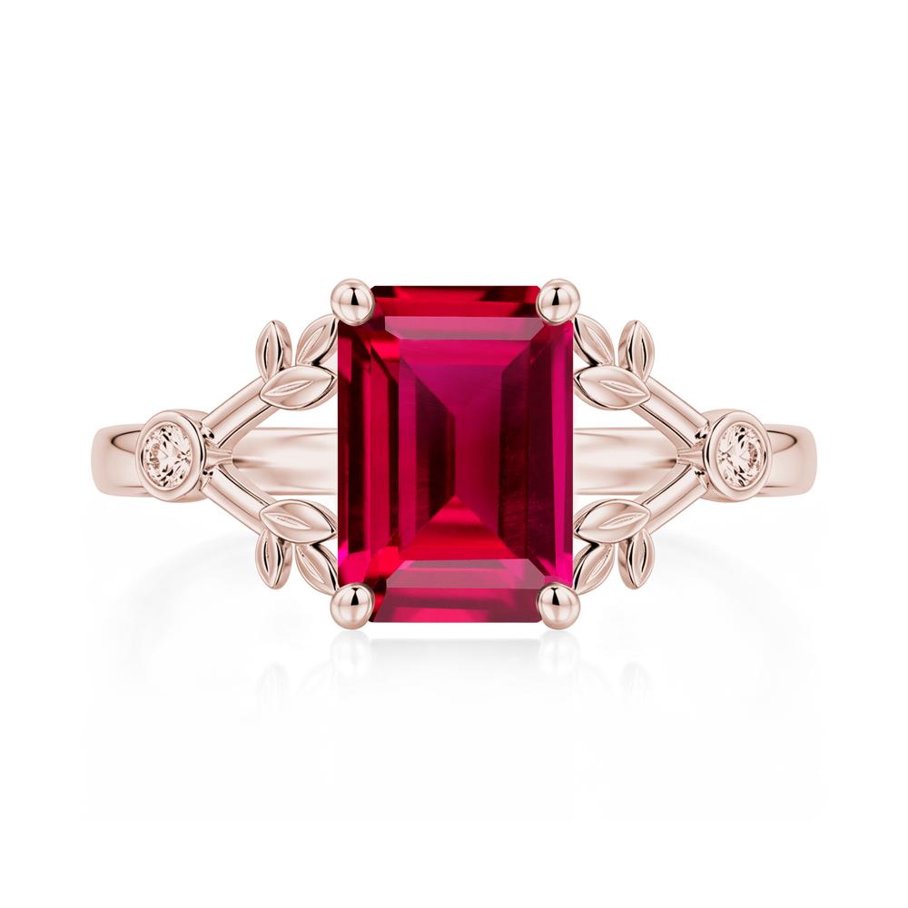 Emerald Cut Amethyst Leaf Split Ring - LUO Jewelry #gemstone_Ruby