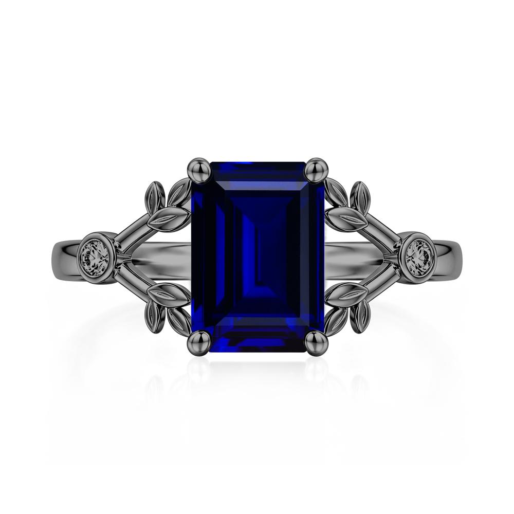 Emerald Cut Amethyst Leaf Split Ring - LUO Jewelry #gemstone_Sapphire