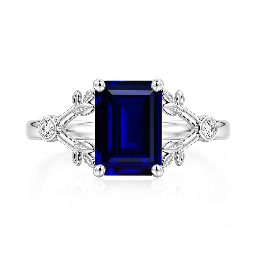 Emerald Cut Amethyst Leaf Split Ring - LUO Jewelry #gemstone_Sapphire