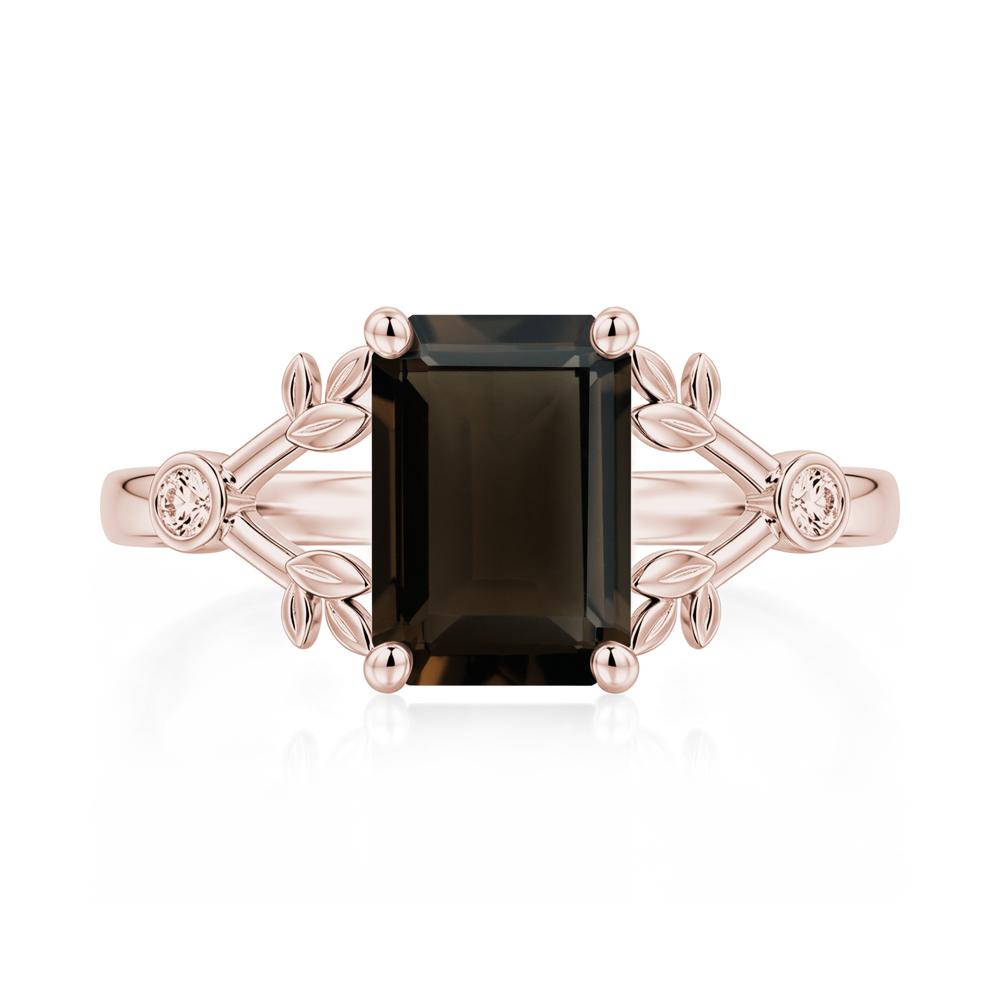 Emerald Cut Amethyst Leaf Split Ring - LUO Jewelry #gemstone_Smoky Quartz