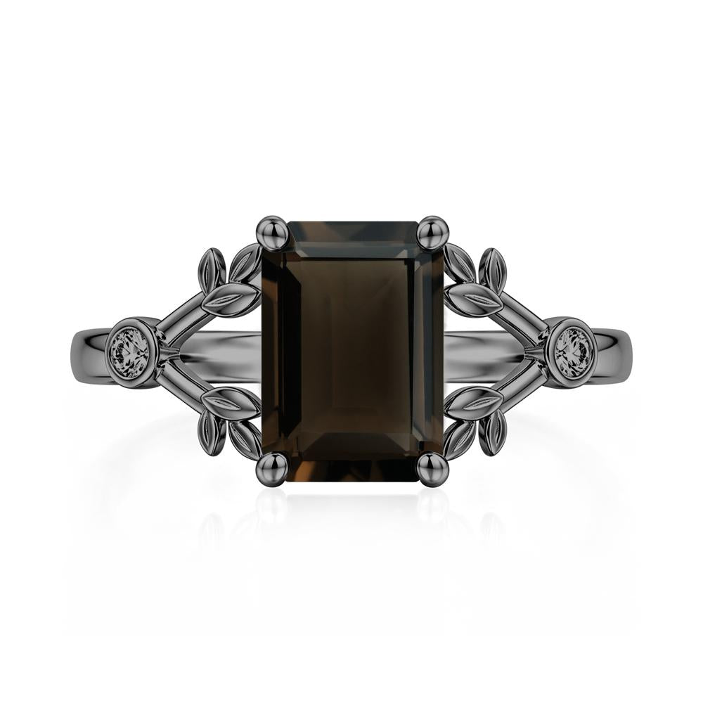 Emerald Cut Amethyst Leaf Split Ring - LUO Jewelry #gemstone_Smoky Quartz