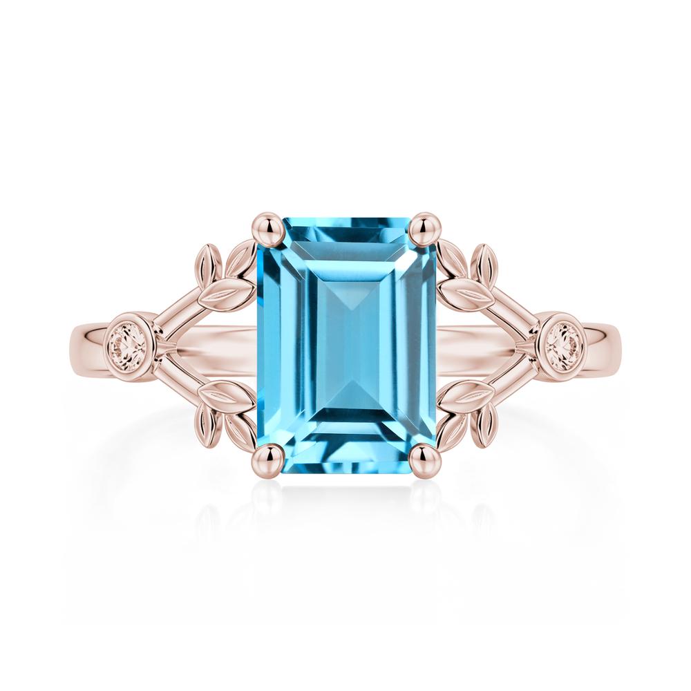 Emerald Cut Amethyst Leaf Split Ring - LUO Jewelry #gemstone_Swiss Blue Topaz