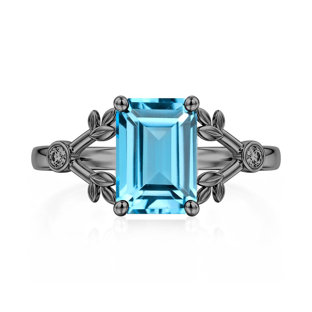 Emerald Cut Amethyst Leaf Split Ring - LUO Jewelry #gemstone_Swiss Blue Topaz