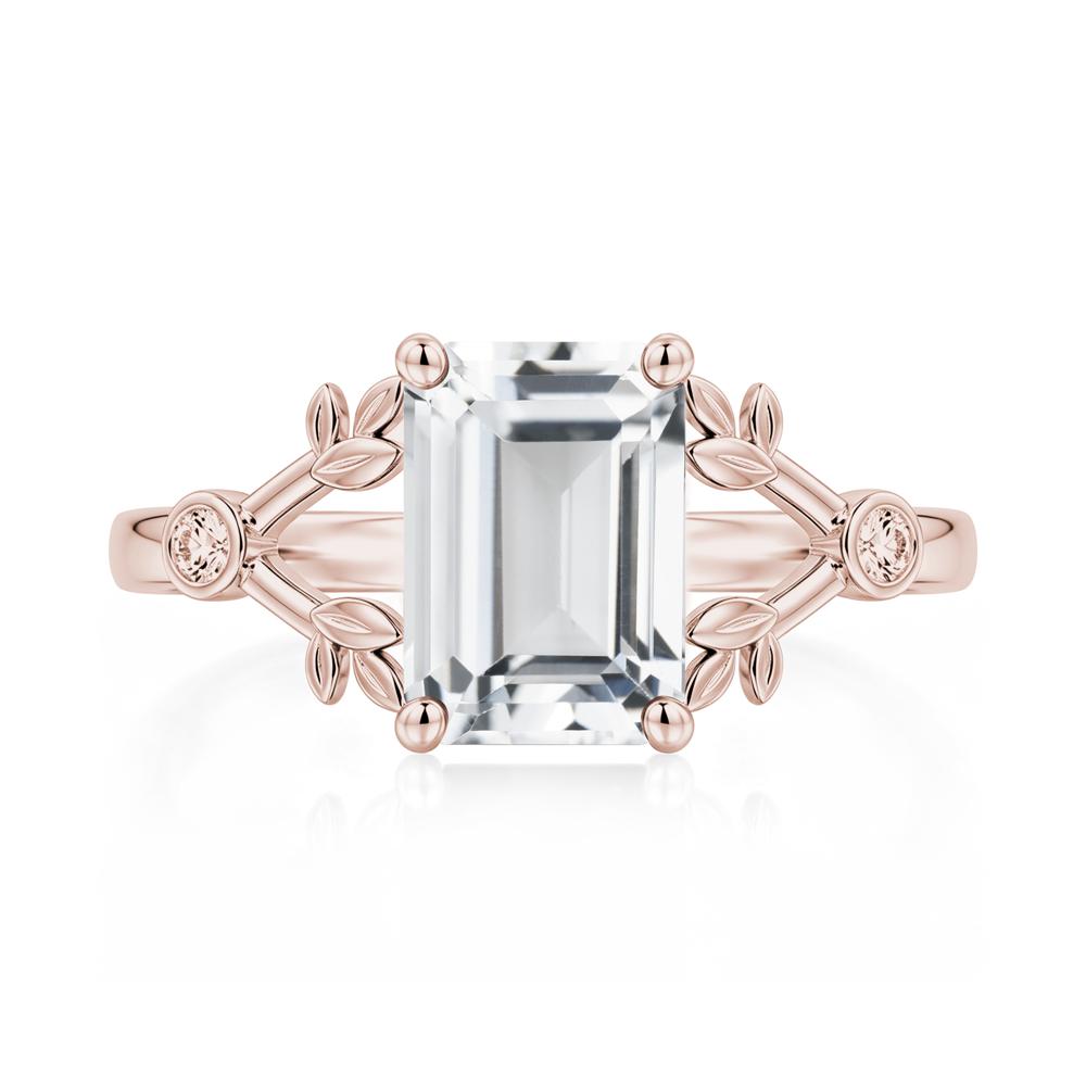 Emerald Cut Amethyst Leaf Split Ring - LUO Jewelry #gemstone_White Topaz