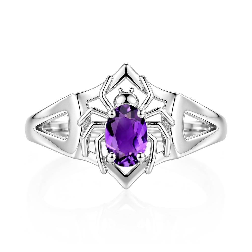 Gothic Rose Quartz Dark Spider Ring - LUO Jewelry #gemstone_Amethyst