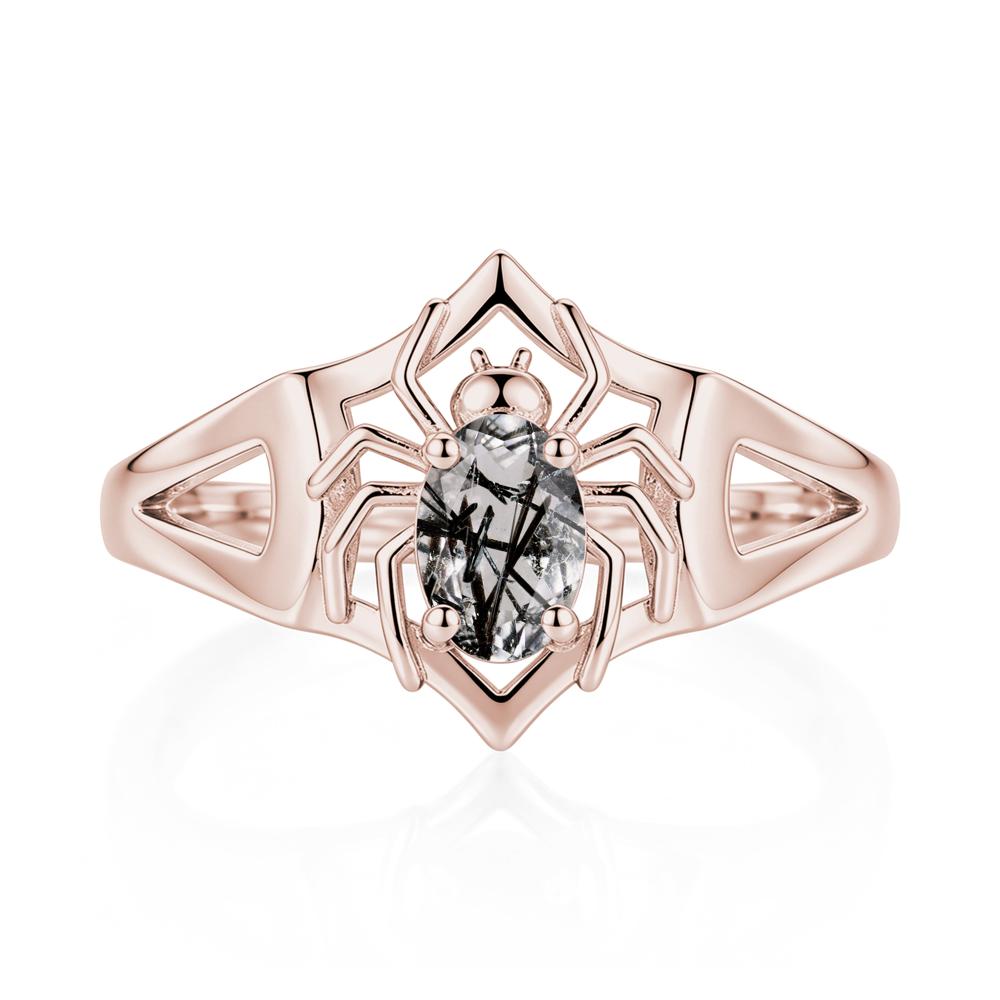 Gothic Rose Quartz Dark Spider Ring - LUO Jewelry #gemstone_Black Rutilated Quartz