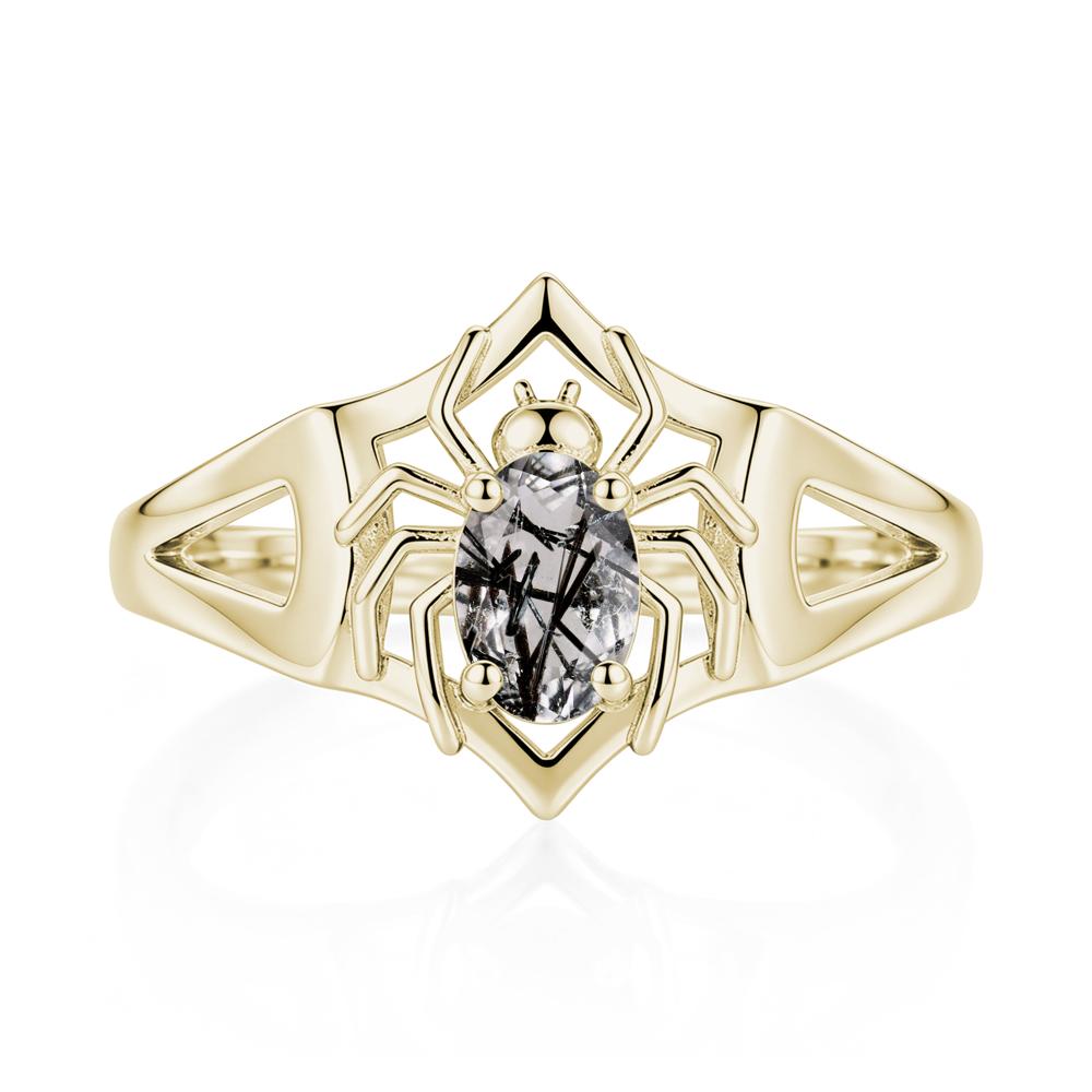 Gothic Rose Quartz Dark Spider Ring - LUO Jewelry #gemstone_Black Rutilated Quartz